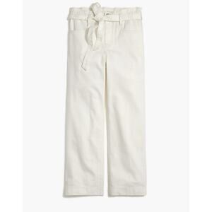 J.Crew Factory Paper-Bag Jean White Wide Leg‎ Tie Waist Cropped Denim Size 27